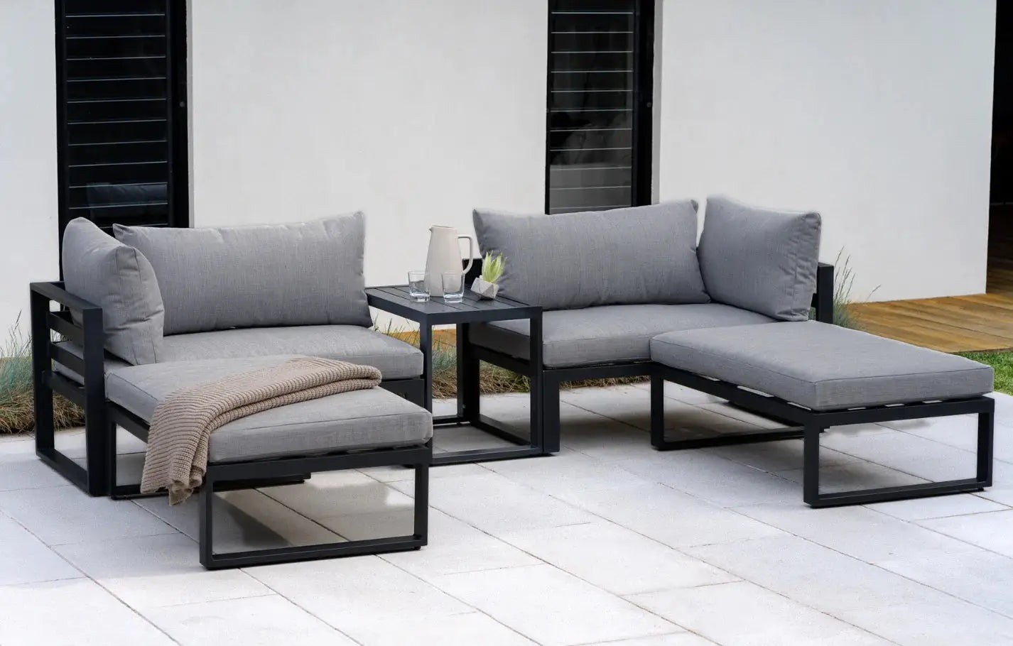 Santorini Modular Grey 4 Seater Aluminium Lounge Set