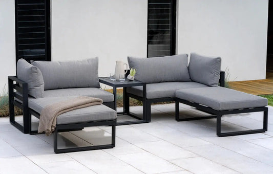 Santorini Modular Grey 4 Seater Aluminium Lounge Set