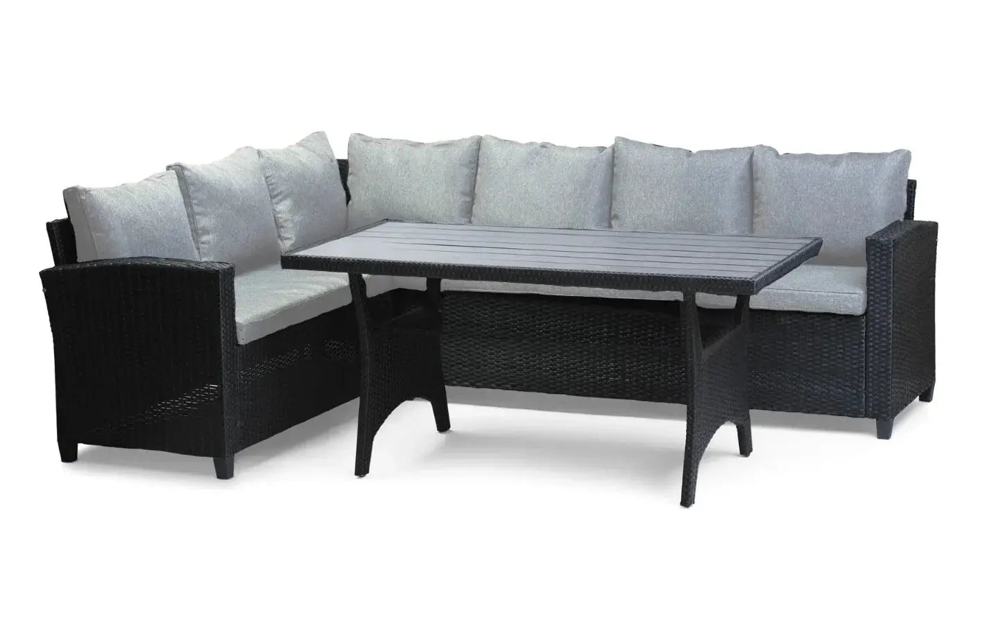 Black Rattan Corner Dining Set - Stockholm 6 Seater